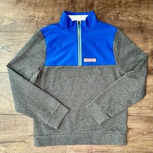 Vineyard Vines Performance Quarter Zip Pullover - Boys Large - Gray & Blue
